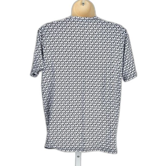 MIchael Kors Tonal Allover Knit Logo Short Sleeve T-Shirt Size M - Picture 2 of 3